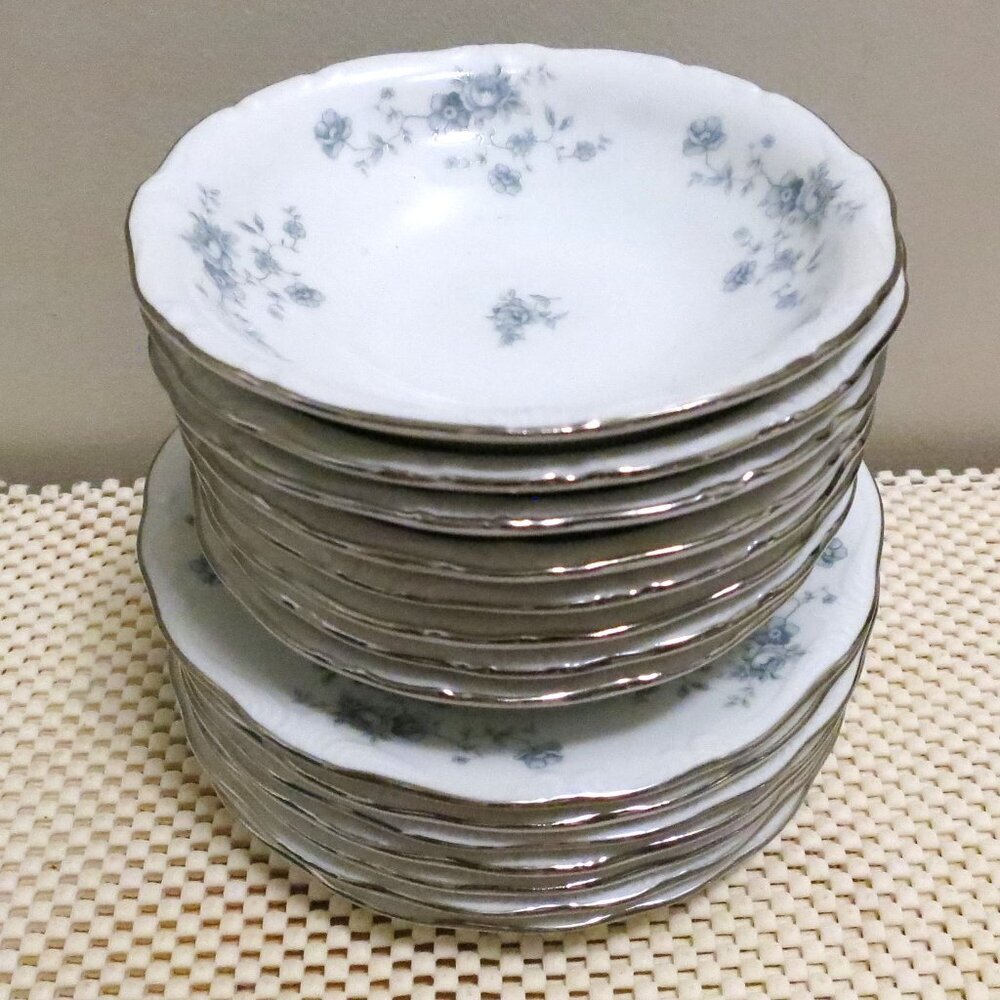 Johann Haviland Blue Garland Bavaria Bread Butter Plate X7 Dessert Bowl Nappy X8